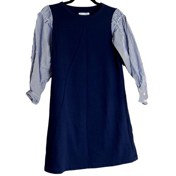 Free Assembly Mini Shift Dress Women Size XS Blue Long Sleeve Coastal Nautical - Picture 2 of 10